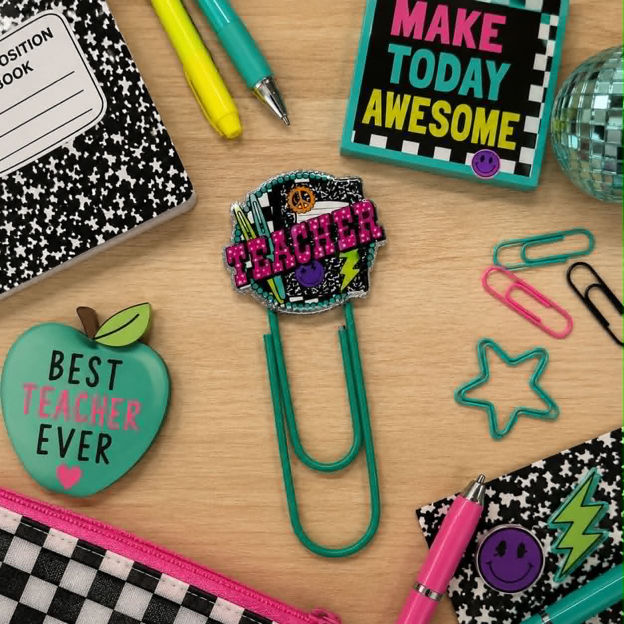 Neon Teacher Jumbo Paperclip/Bookmark
