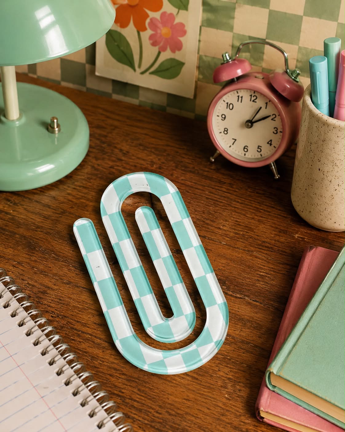 Light Blue Checkered Jumbo Paperclip