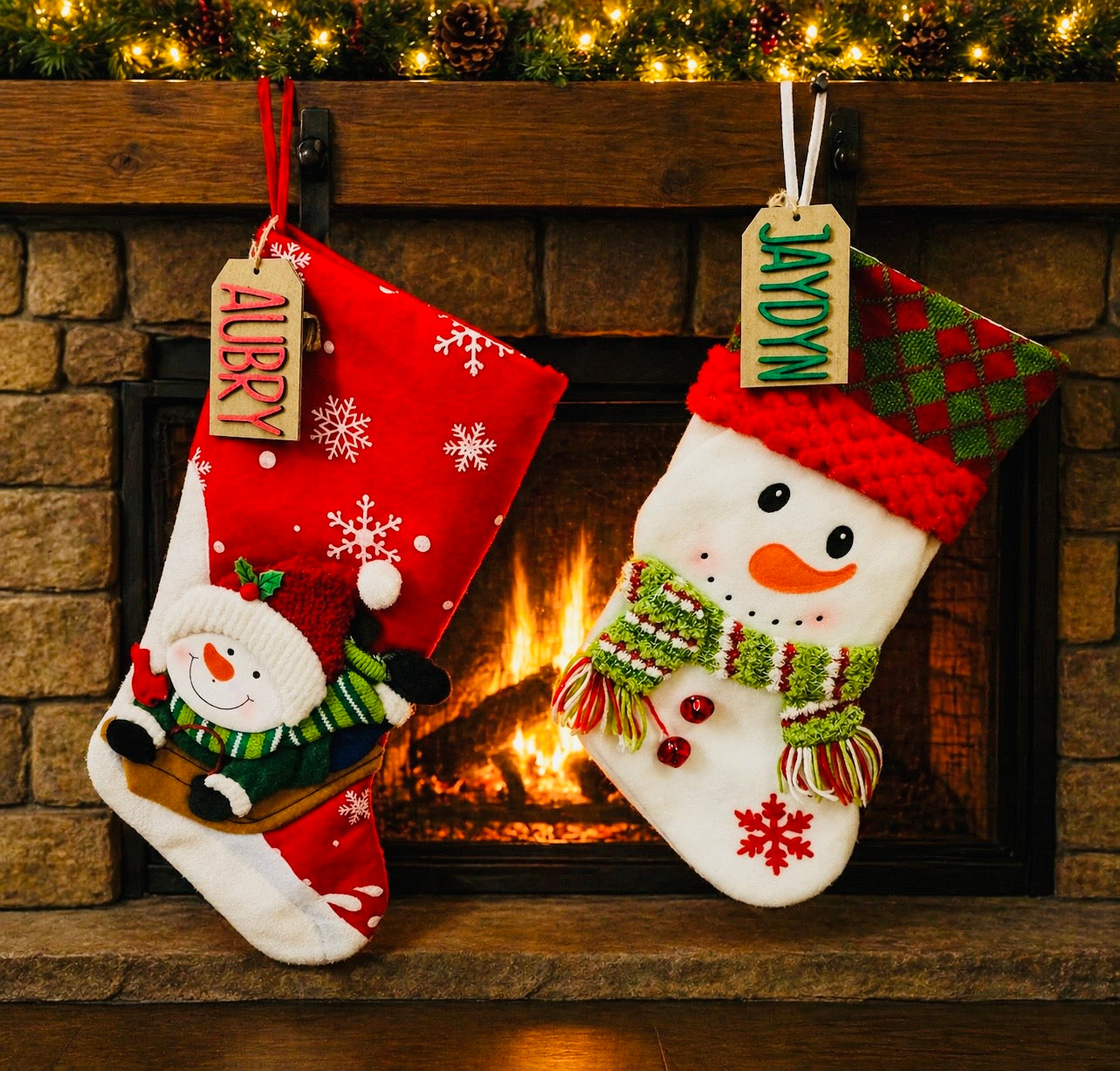 Wooden Christmas Stocking Tags