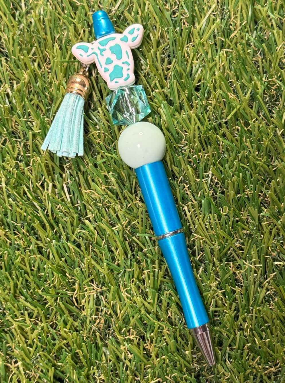 Teal Cow Head Pen