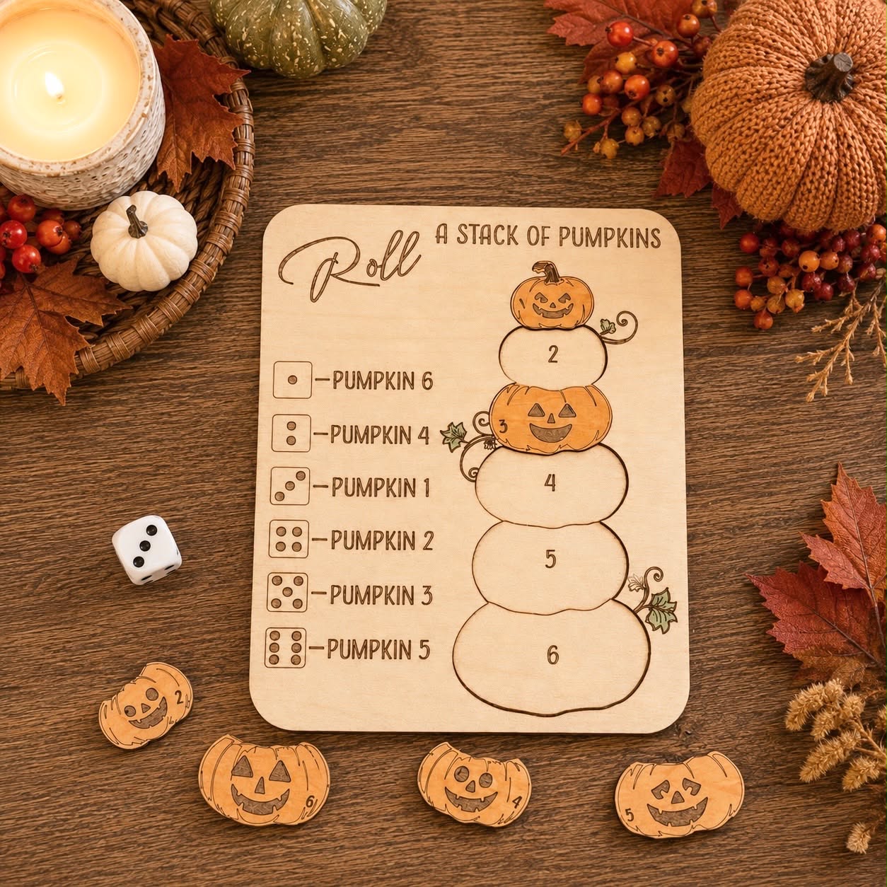 Roll-A-Stack Of Pumpkins