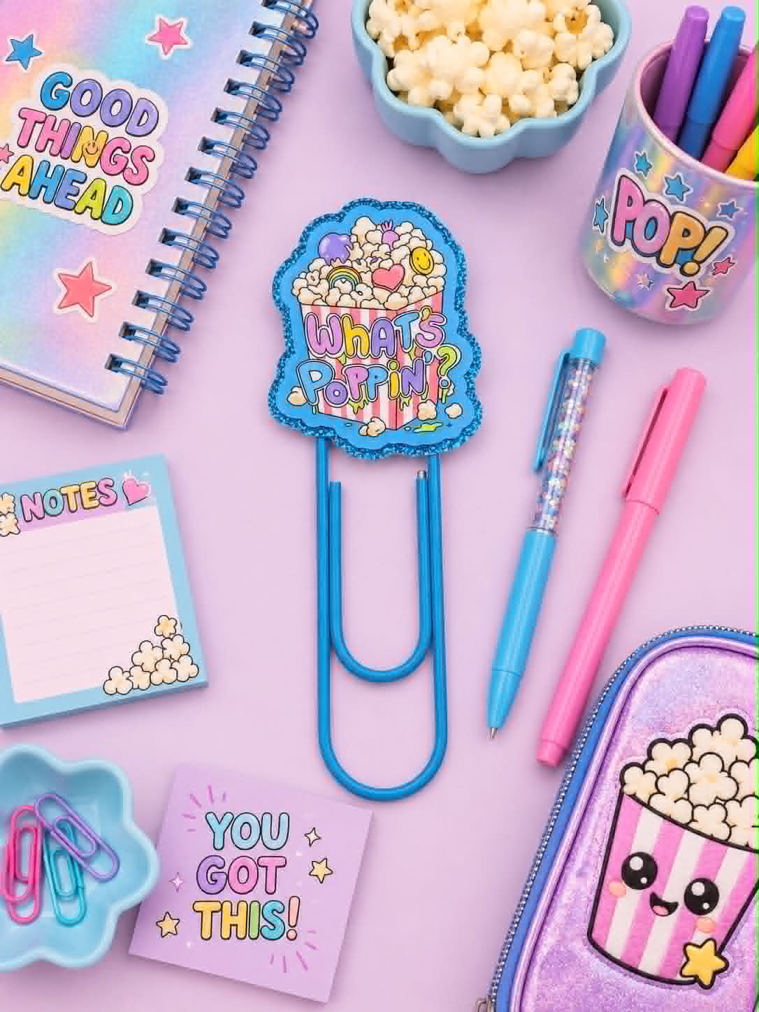 What's Poppin Jumbo Paperclip/Bookmark