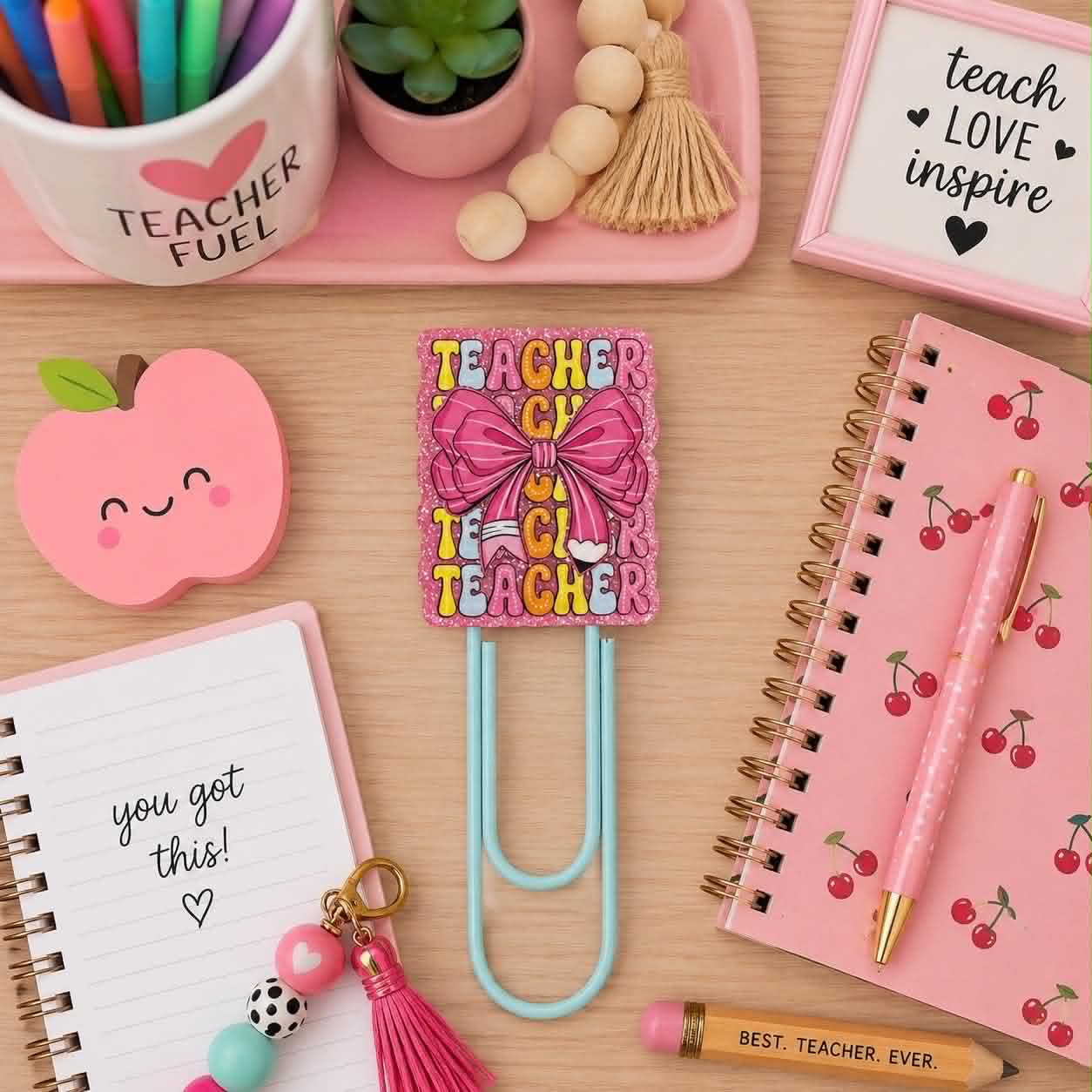 Pink Teacher Jumbo Paperclip/Bookmark
