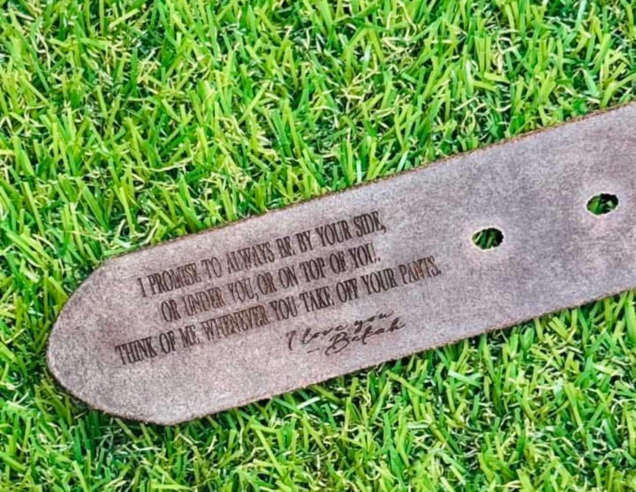 Men's Engraved Leather Belt