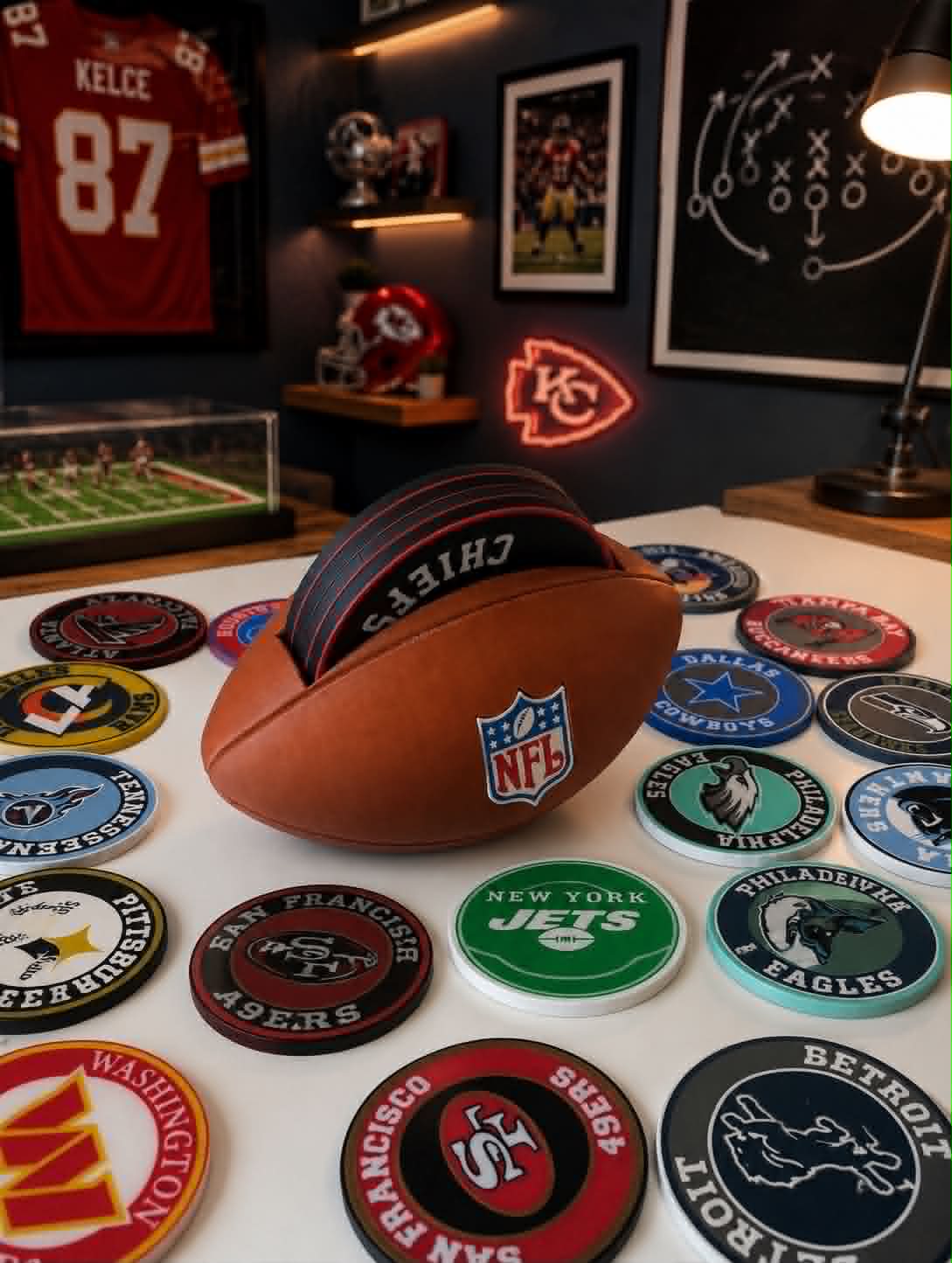 Football Team Coaster & Holder Set