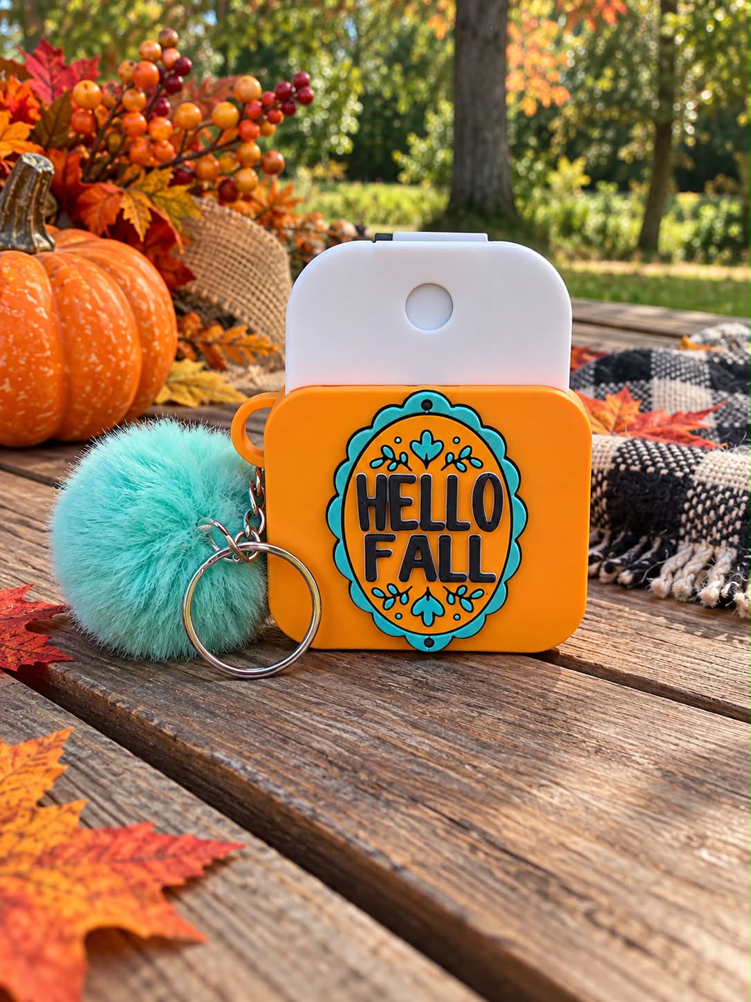 Hello Fall Hand Sanitizer Holder Keychain