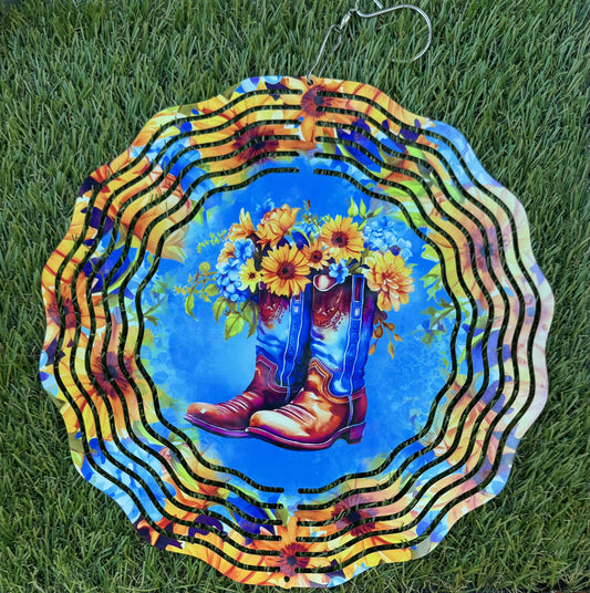 Boots & Flowers Wind Spinner