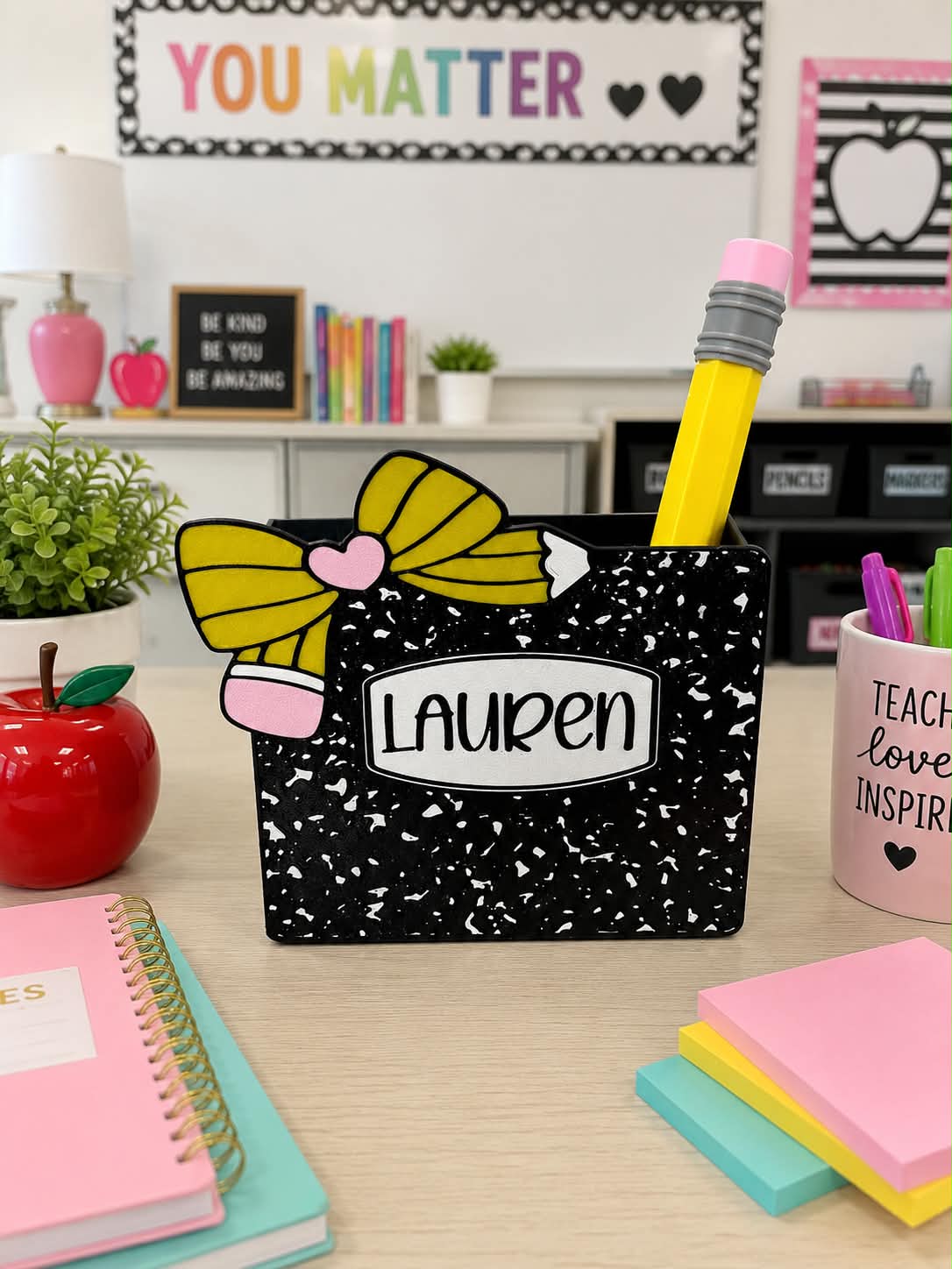 3D Printed Composition Notebook Themed Stationary Holder