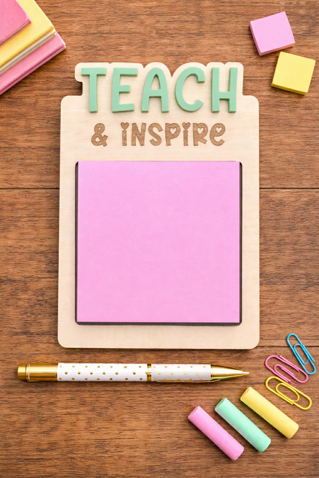 "Teach" Sticky Notepad Holder