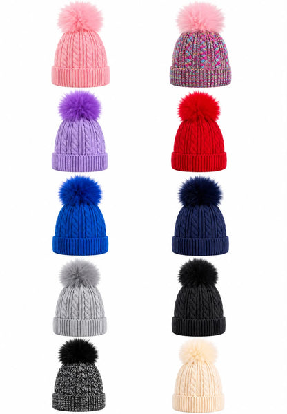 Name Engraved Leather Patch Beanie-Girls 3-8 Years Old