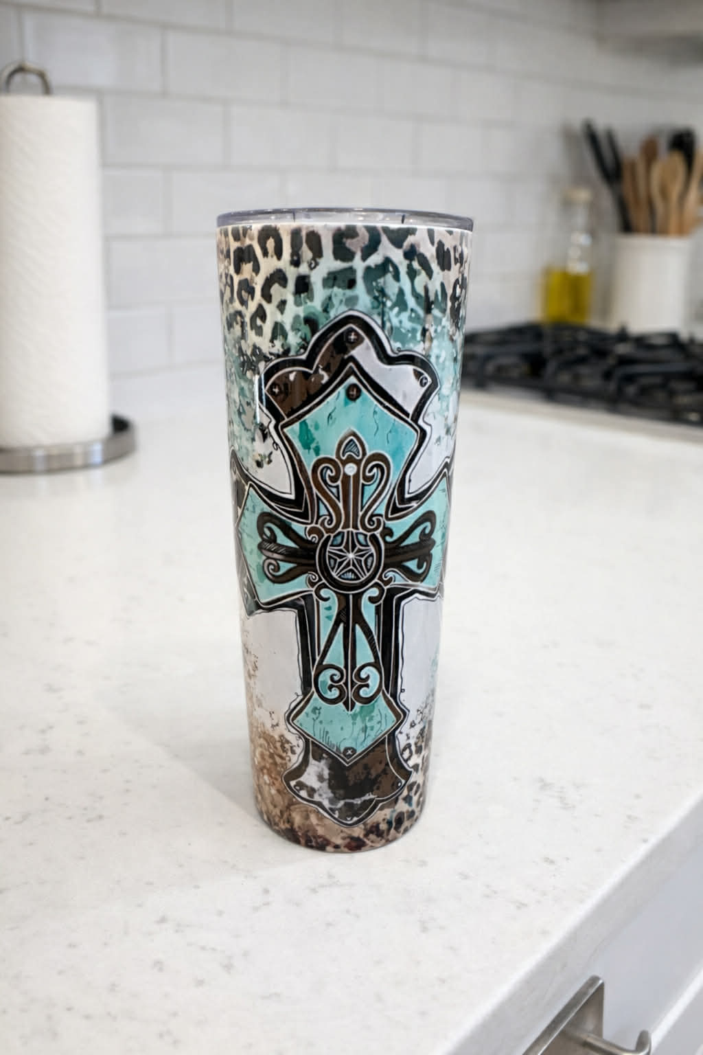 Turquoise Cross Tumbler