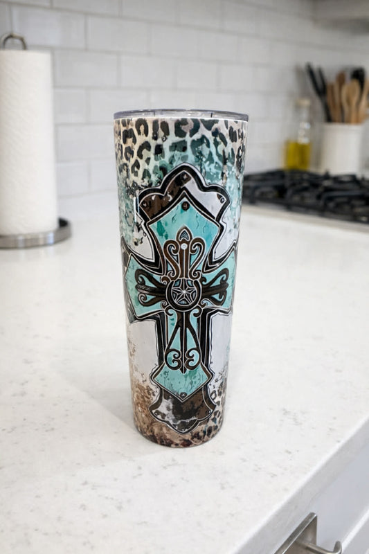 Turquoise Cross Tumbler