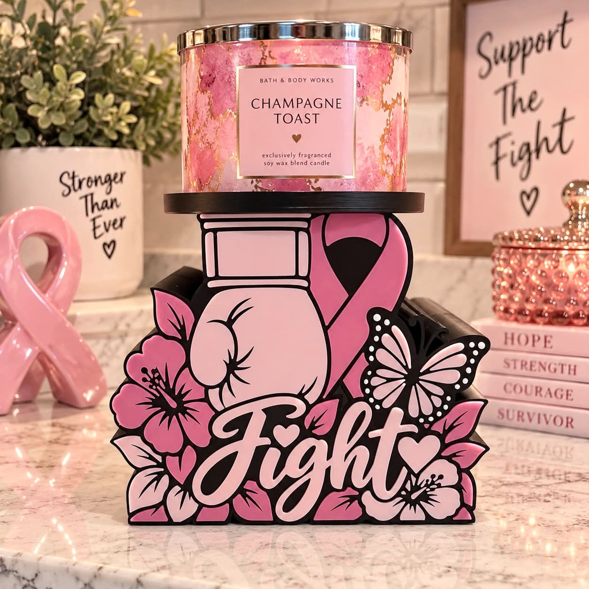 Breast Cancer Candle Holder