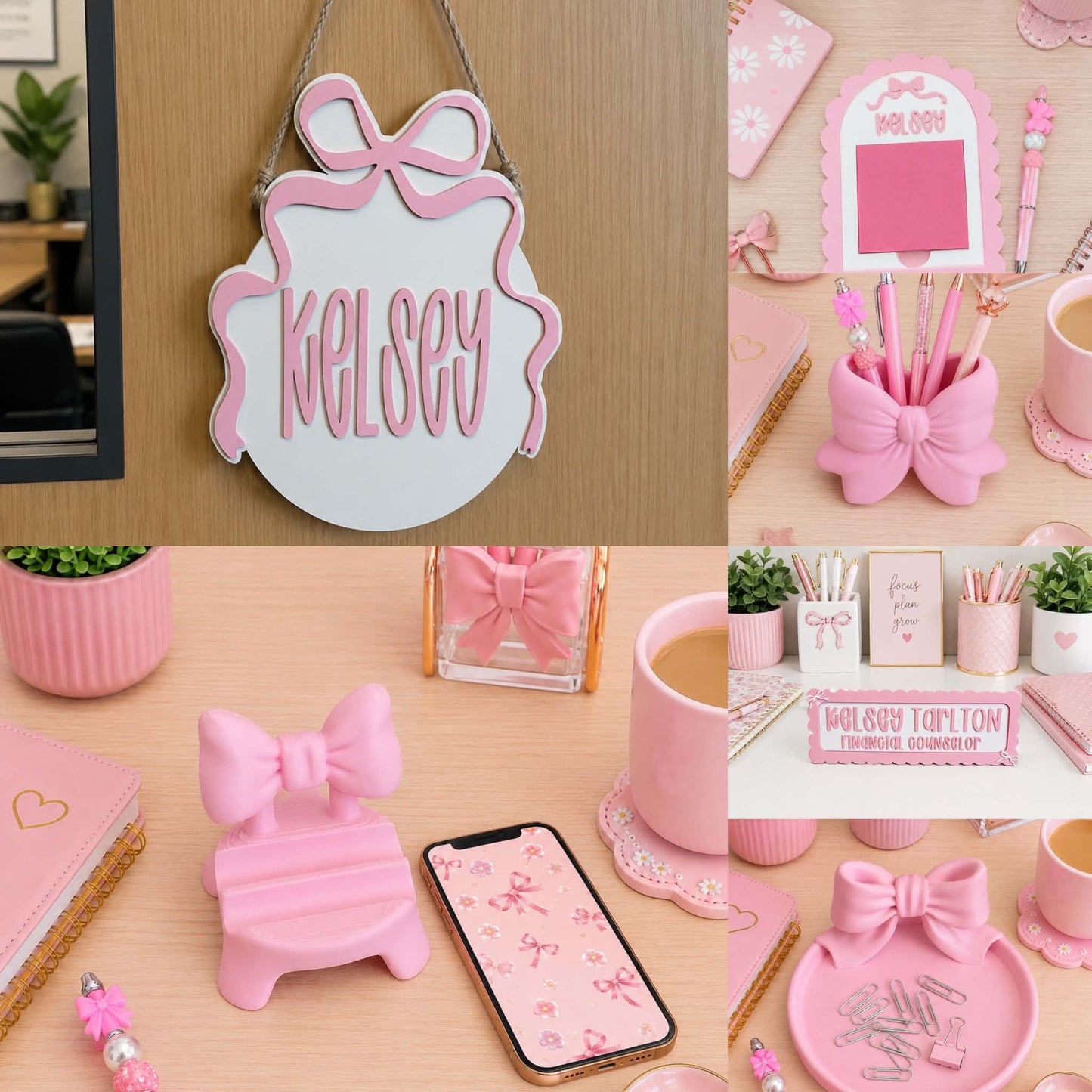 Pink Coquette Bow Office Accessories