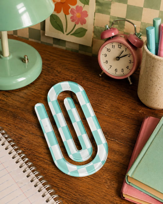 Light Blue Checkered Jumbo Paperclip