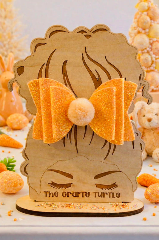Glitter Orange Bunny Puff Tail Bow