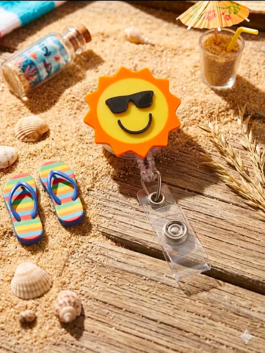 Happy Sun 3D Printed Badge Reel