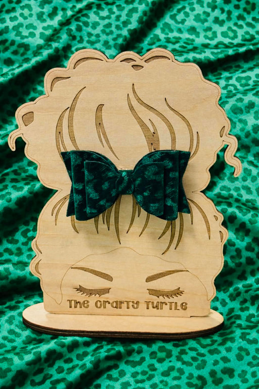 Velvet Green Cheetah Print Bow