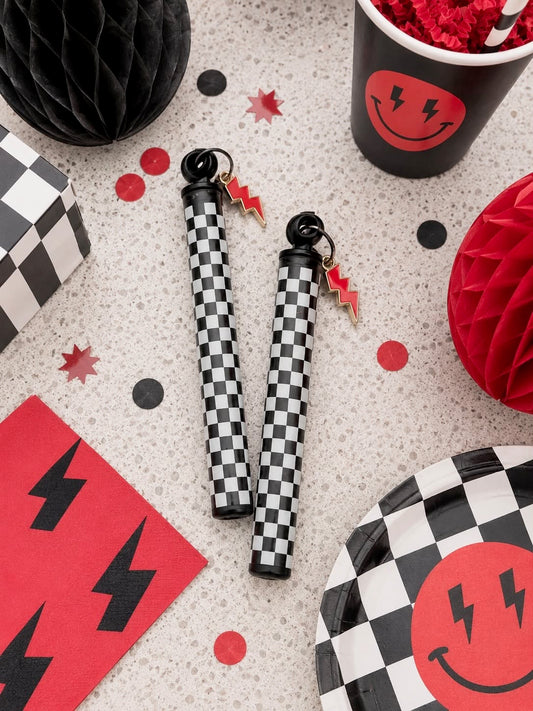 Checkered Lightning Bolt Bubble Wands Set (5 pc set)