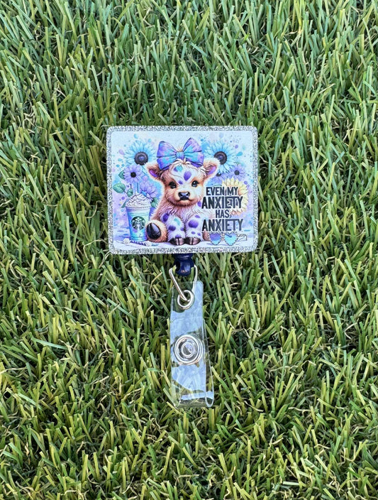 Anxiety Cow Badge Reel