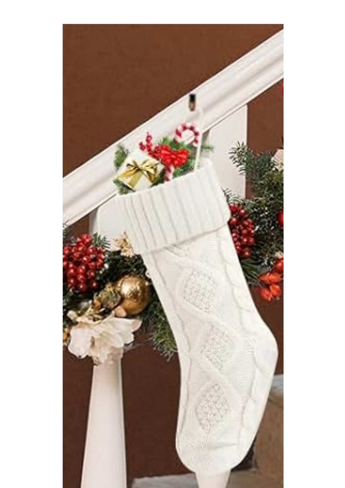 Personalized Leather Patch Christmas Stocking – 18” Knitted