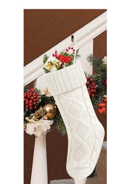 Personalized Leather Patch Christmas Stocking – 18” Knitted