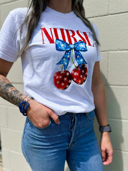 Patriotic Cherry Nurse Shirt