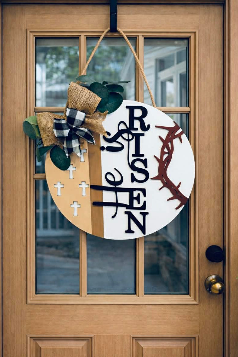 He Is Risen Door Sign