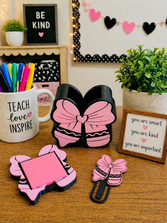 Crayon Bow Teacher Desk Accessories Set