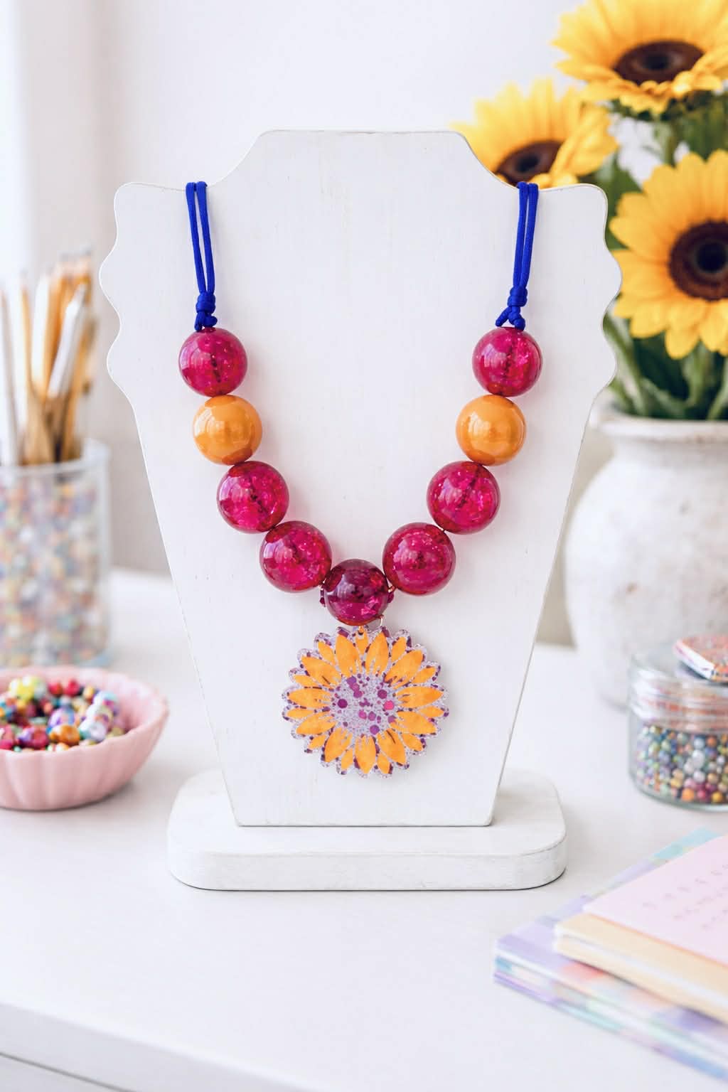 Flower Pink Bubblegum Necklace