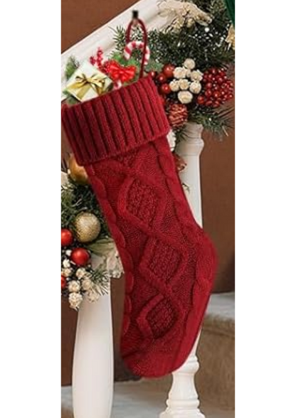 Personalized Leather Patch Christmas Stocking – 18” Knitted