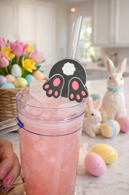 Easter Bunny Butt Straw Toppers