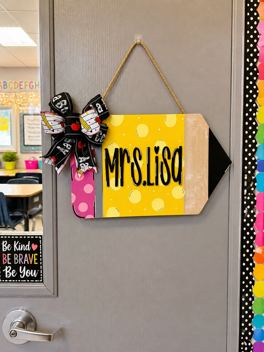 Teacher Name Pencil Door Sign