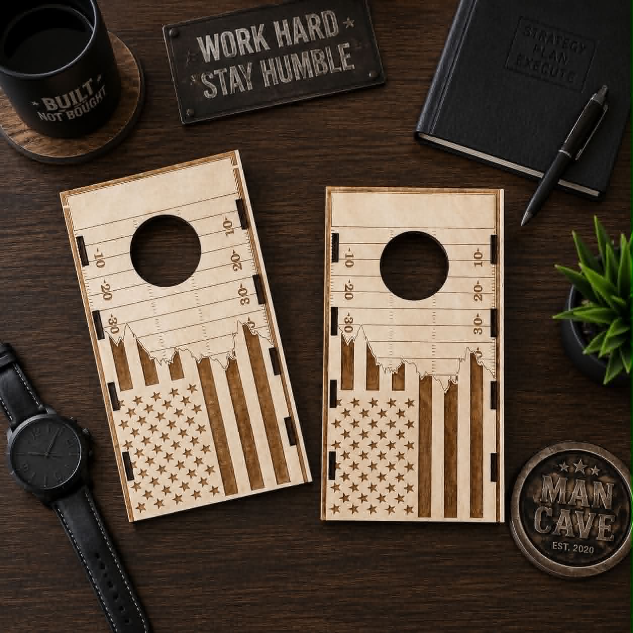 Wooden Coin Hole Boards (2 designs)