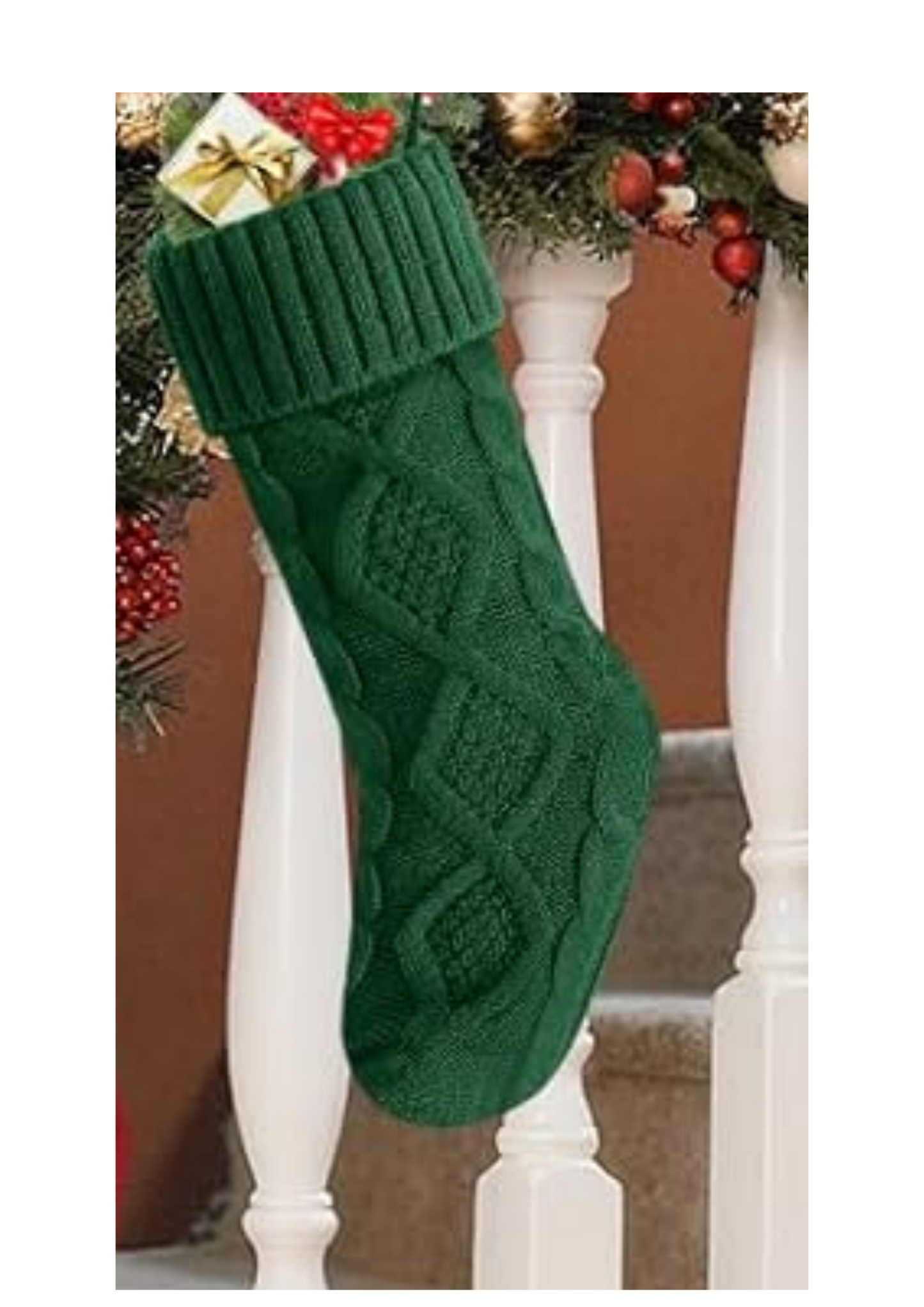 Personalized Leather Patch Christmas Stocking – 18” Knitted