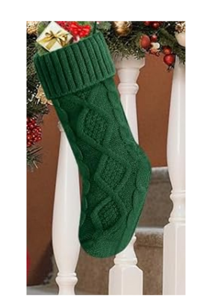 Personalized Leather Patch Christmas Stocking – 18” Knitted