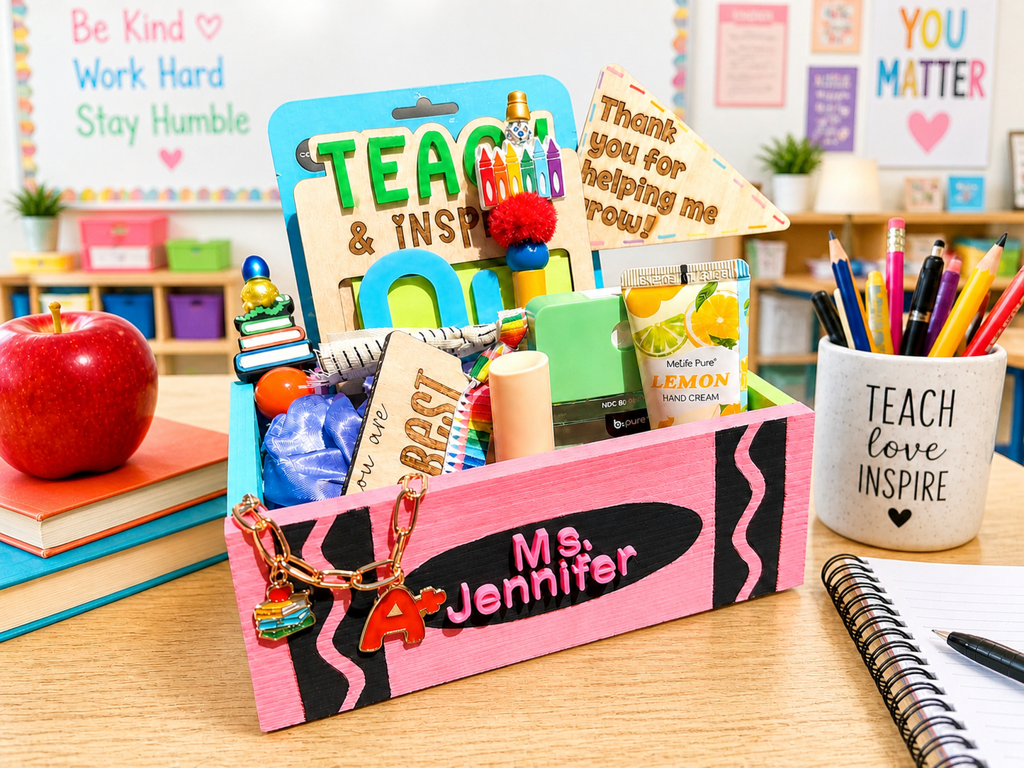 Customized Wood Teacher Crate