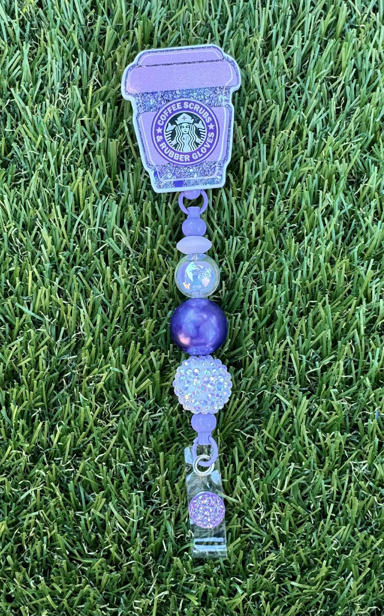 Purple Starbucks Saline Badge Reel