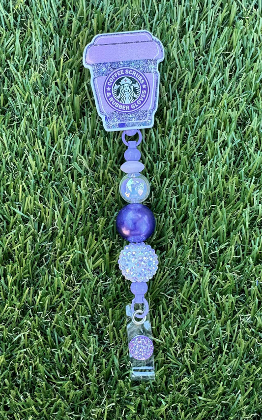 Purple Starbucks Saline Badge Reel