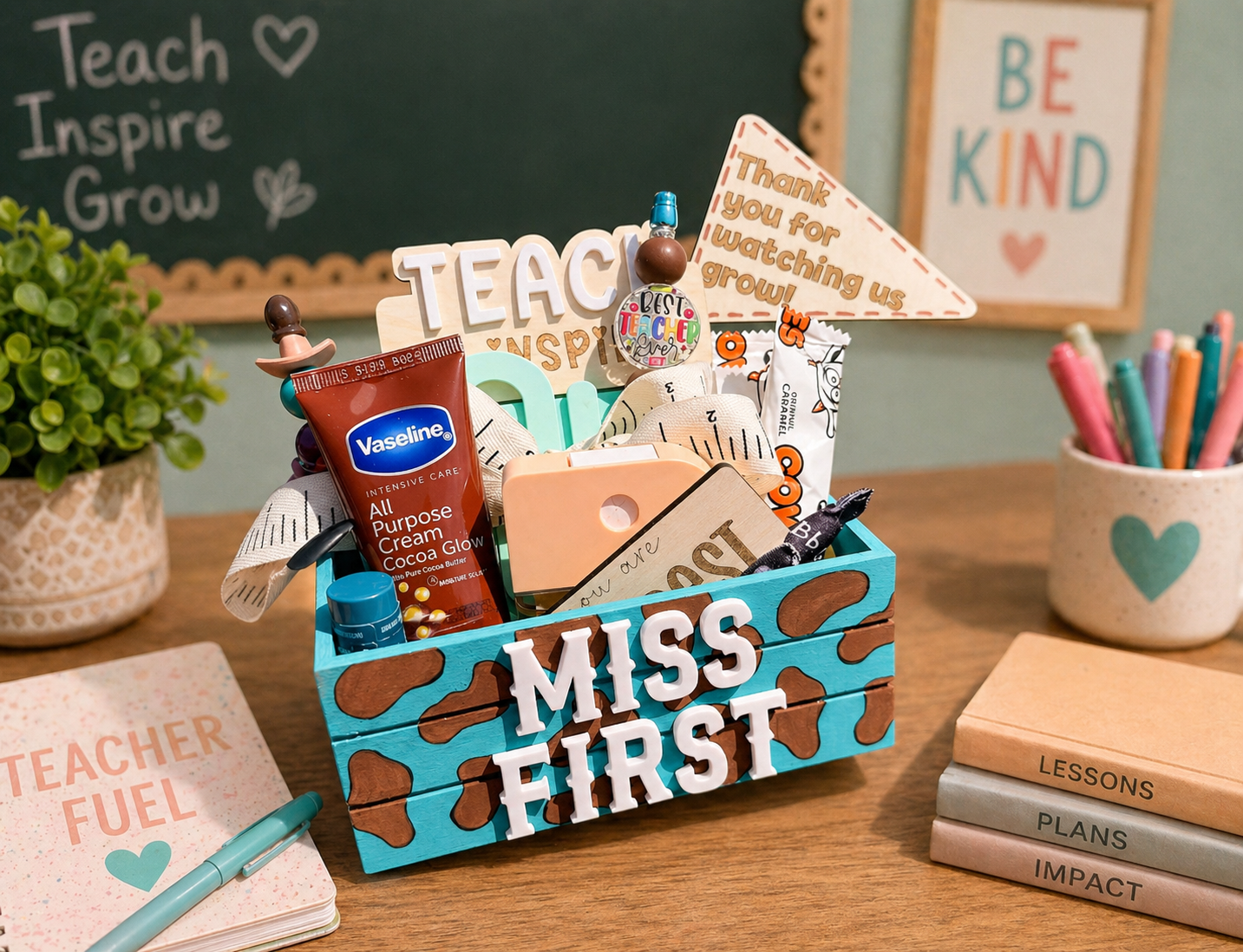 Customized Wood Teacher Crate