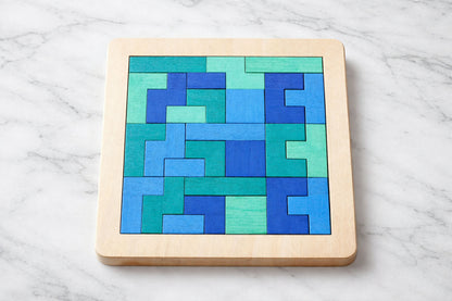 Wooden Tetris Puzzle Board