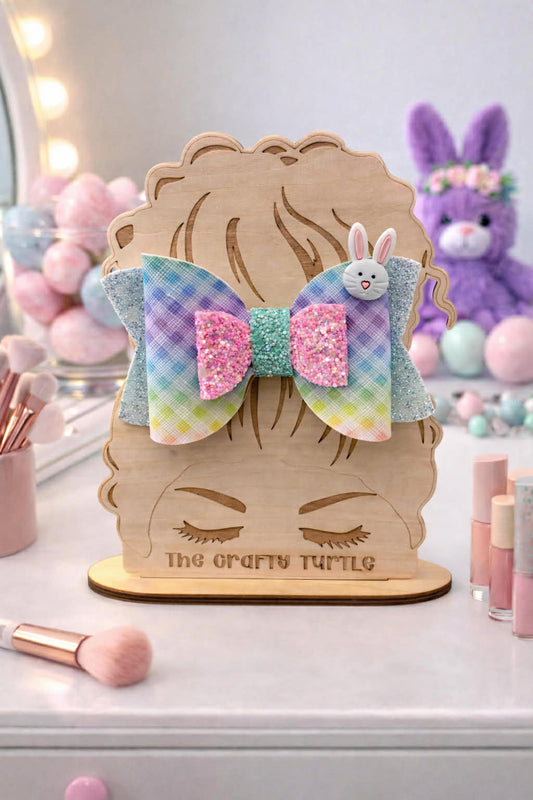Pastel Plaid Bunny Head Bow