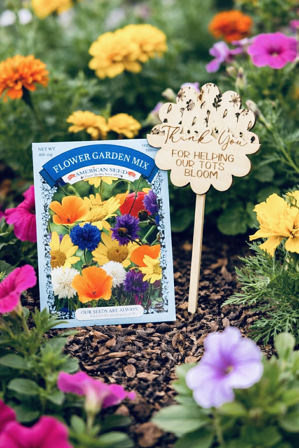 "Thank You..."-Wooden Plant Stake+Flower Garden Packet
