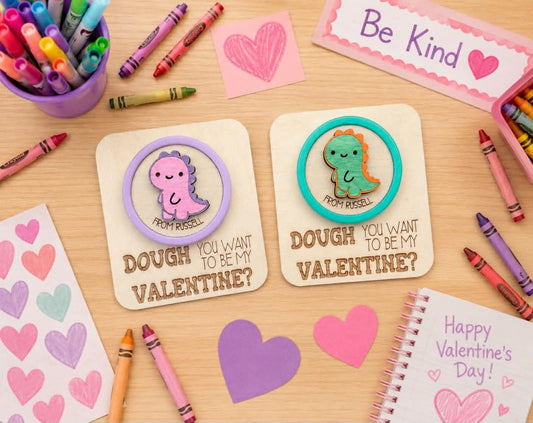 Dino Themed Valentines Day Playdo Stamp