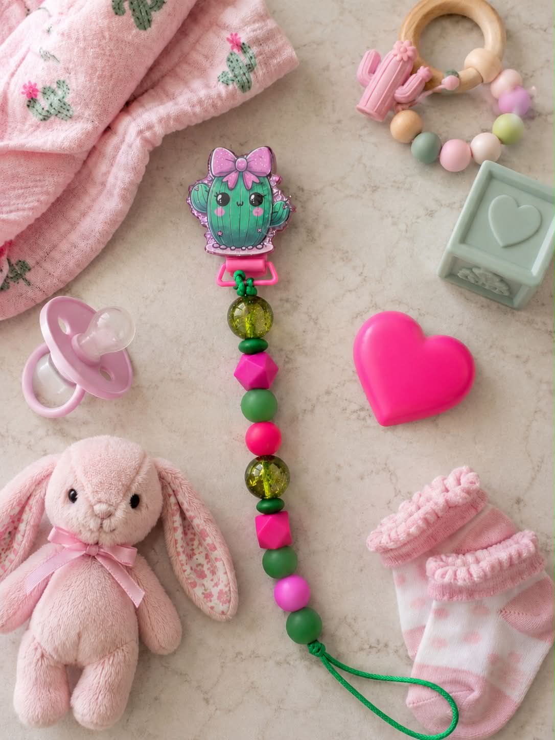 Cute Cactus Binky/Pacifier Clip