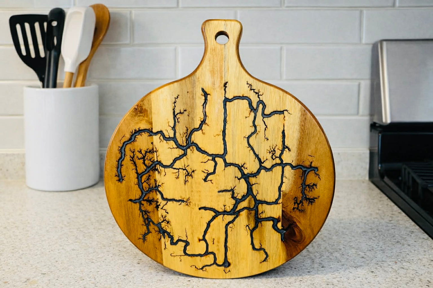 Cutting Board Fractal Board-Navy Blue Resin Filled