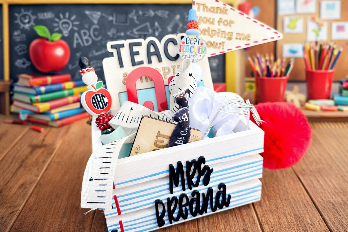 Customized Wood Teacher Crate