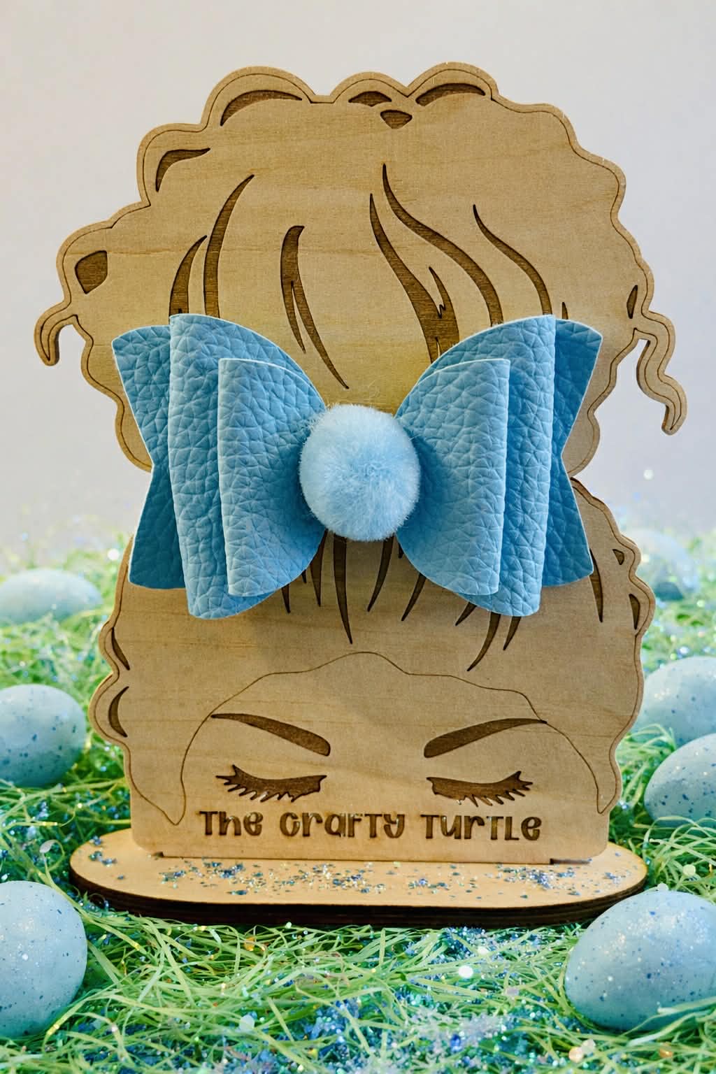 Pastel Blue Bunny Puff Tail Bow