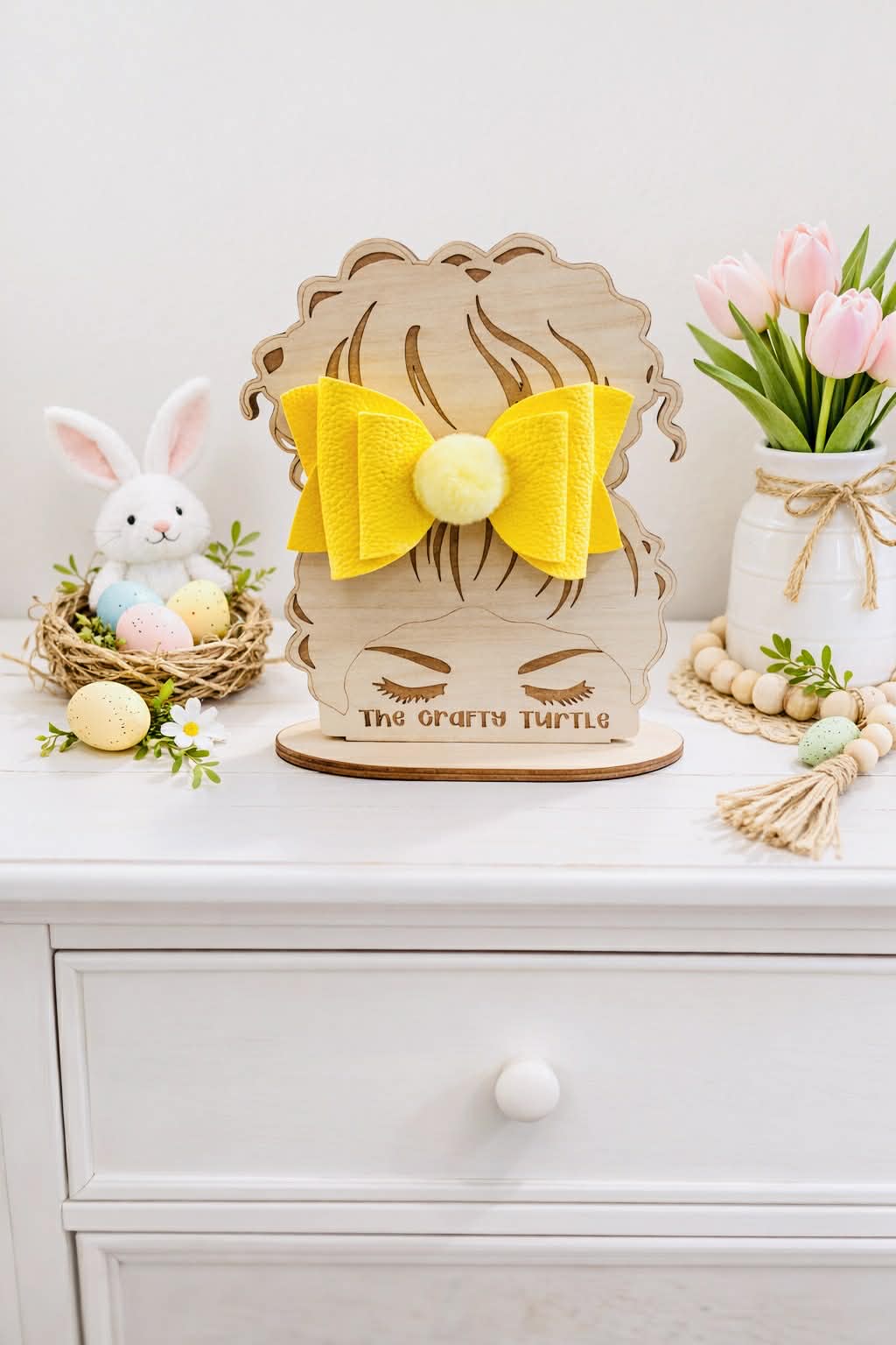 Yellow Bunny Puff Tail Bow