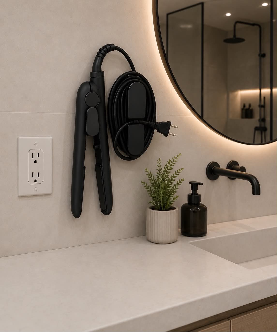Restroom Flat Iron Holder